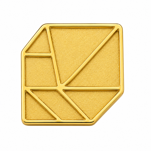 Custom 925 sterling silver lapel pin with gold-tone finish and geometric raised design