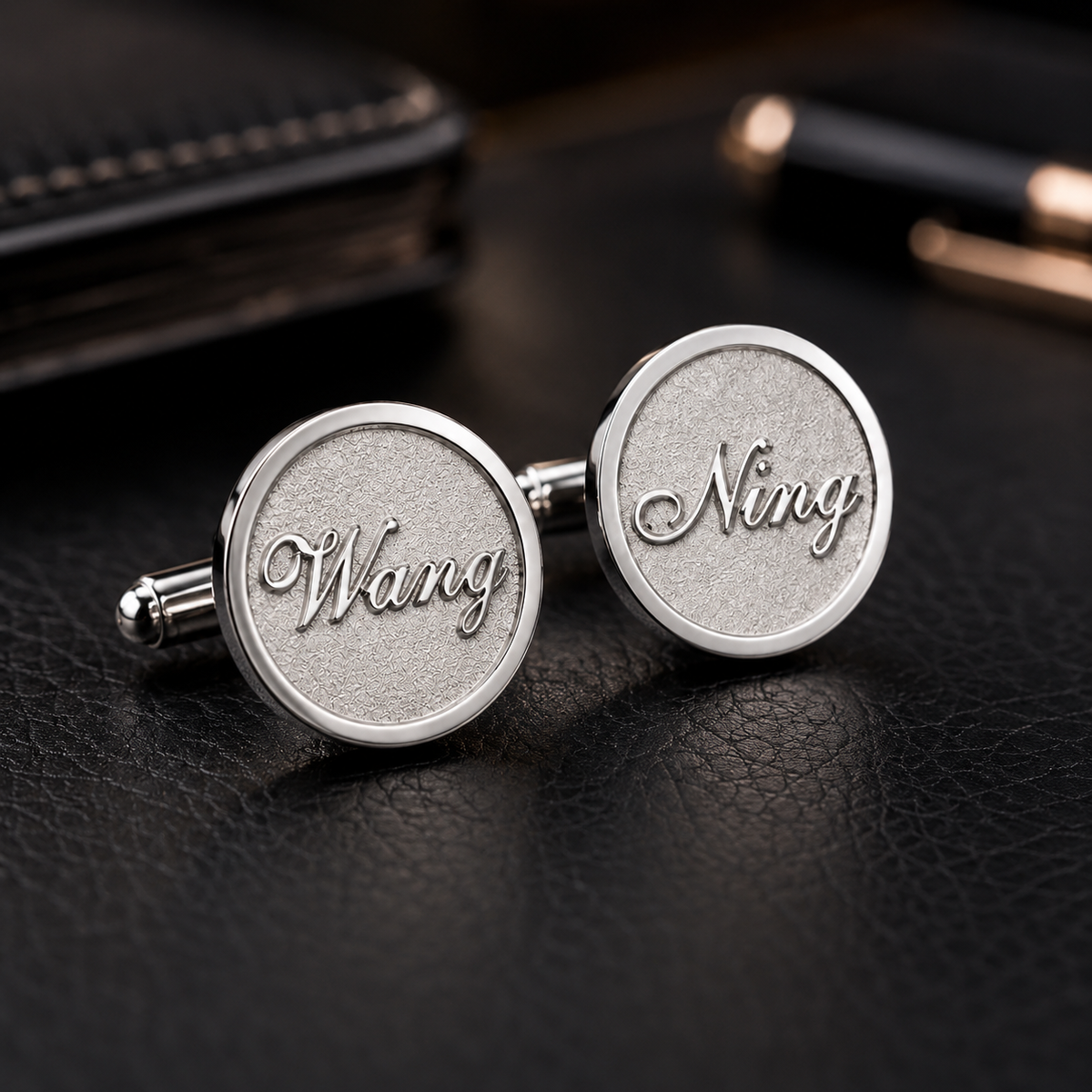 Custom laser engraved round cufflinks for corporate gifts