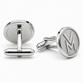 Custom round logo cufflinks with polished white plating