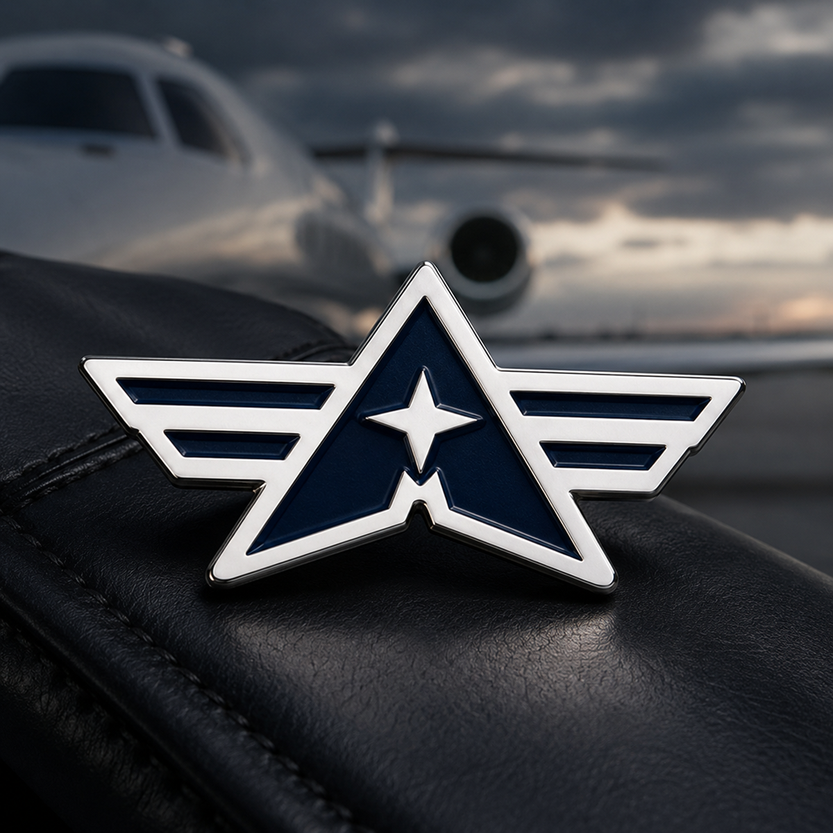 Custom aviation wing lapel pin in professional brand setting