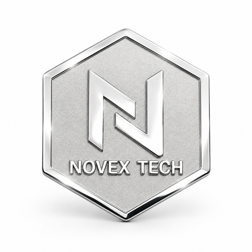 Custom brass logo lapel pin with platinum-tone finish and polished raised details
